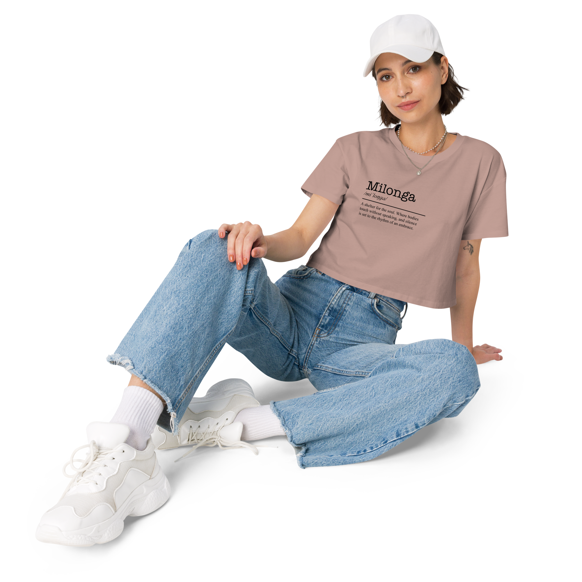 Women's hazy pink crop top front view