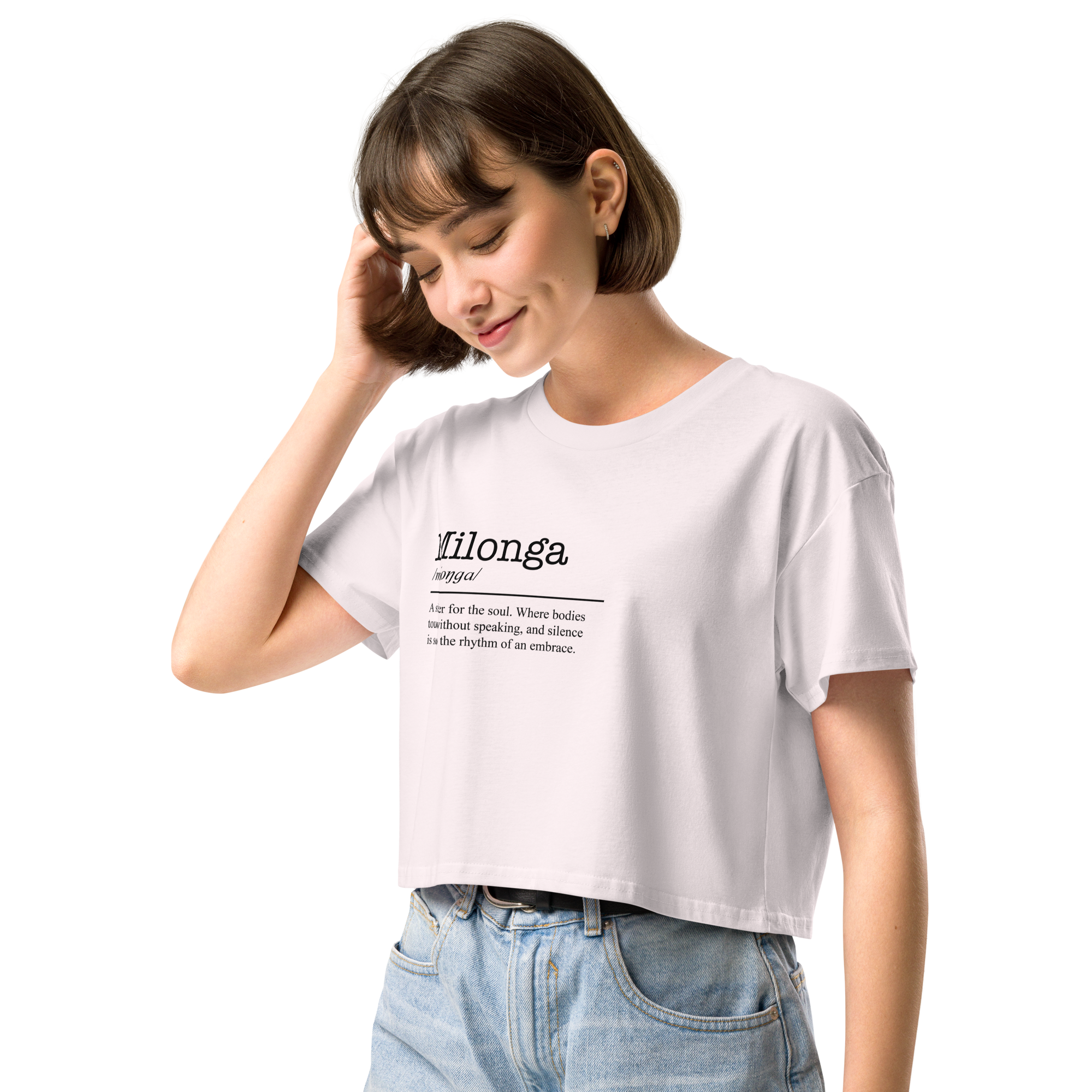 Women's orchid purple crop top left front view
