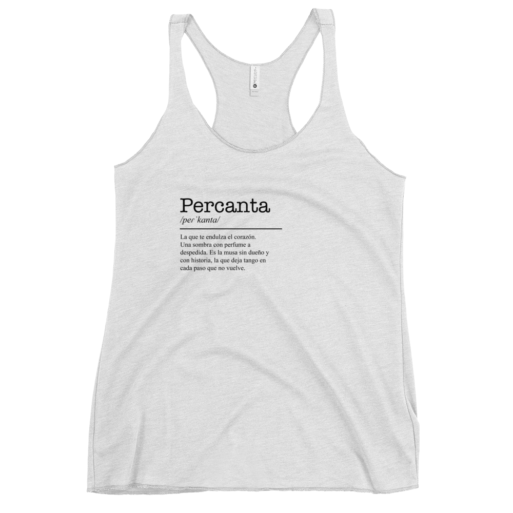 Women's white racerback tank top front view