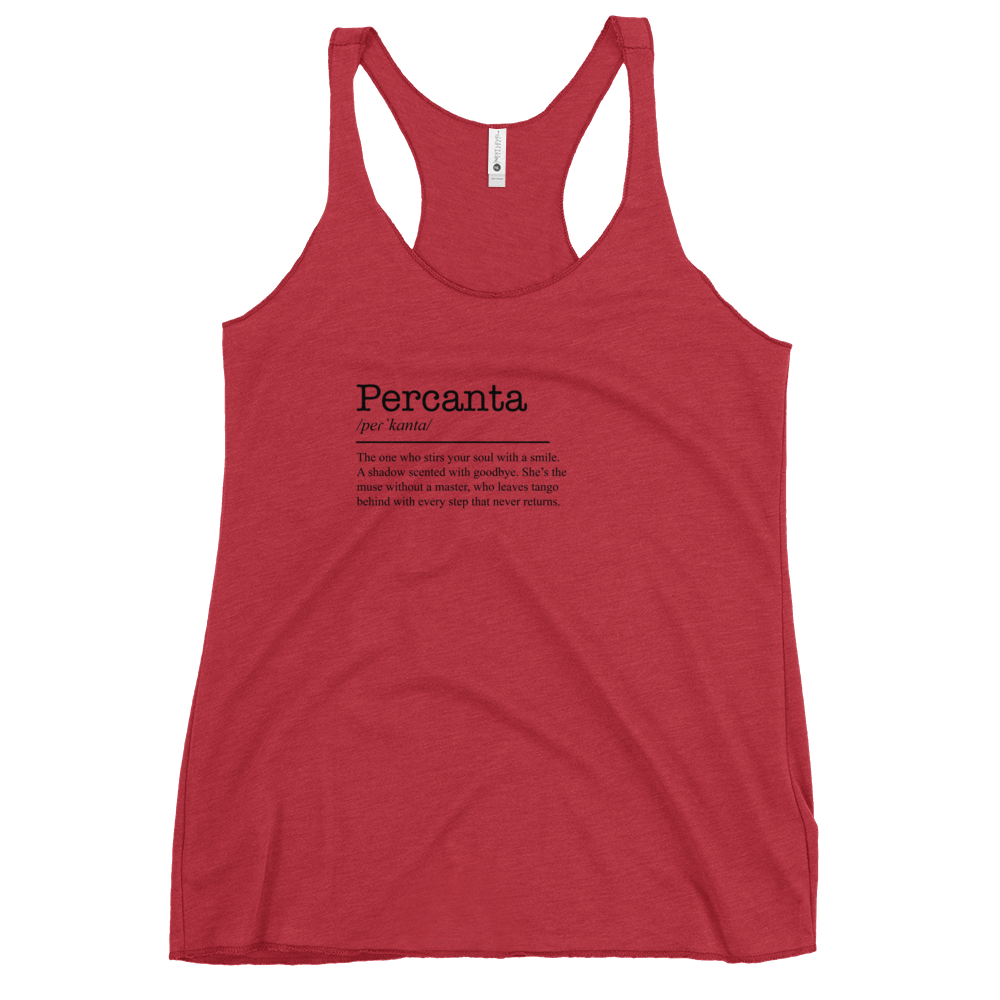 Women's red racerback tank top front view