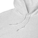 Close-up of a gray hoodie with a focus on the hood and drawstring.