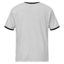 Unisex heather ringer t-shirt with black trim back view