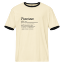 Unisex natural ringer t-shirt with black trim front view