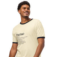 Unisex natural ringer t-shirt left front view