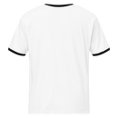 Unisex white ringer t-shirt with black trim back view