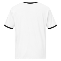 Unisex white ringer t-shirt with black trim back view