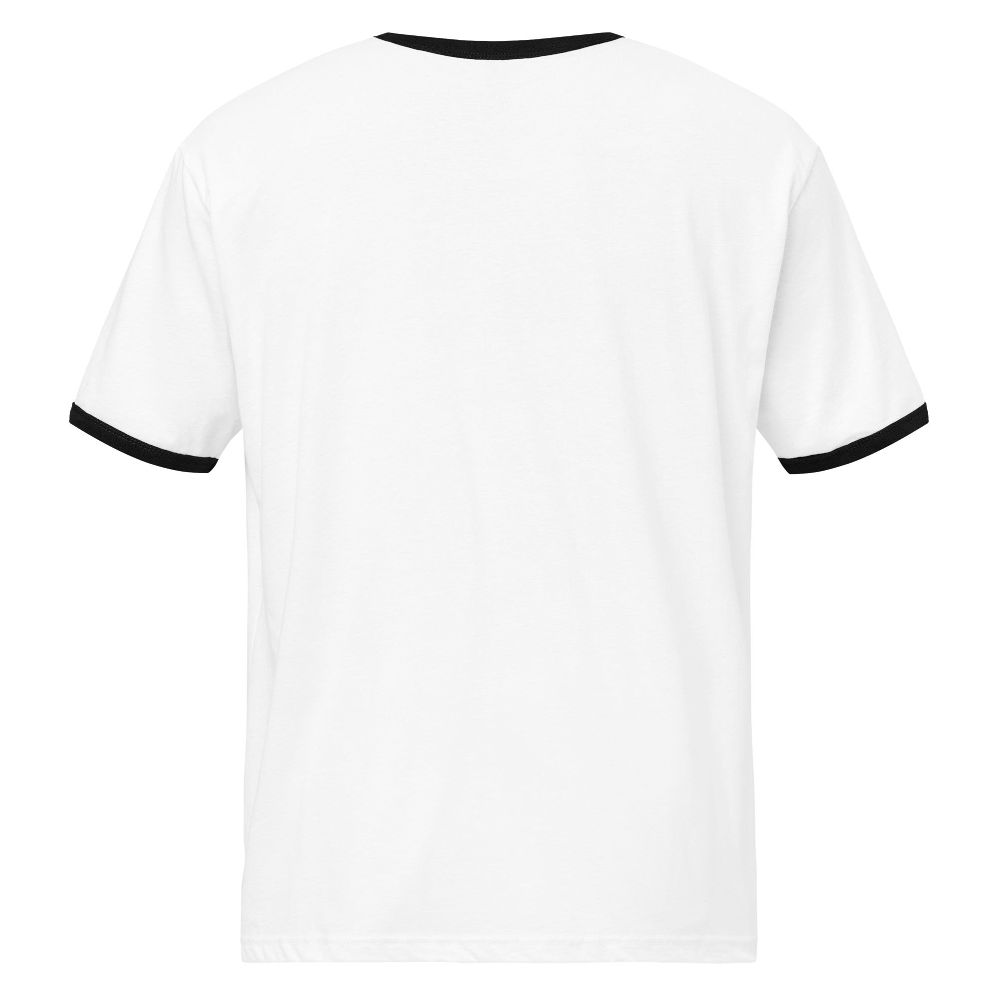 Unisex white ringer t-shirt with black trim back view