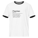 Unisex white ringer t-shirt with black trim front view