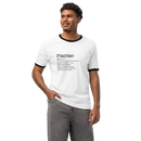 Unisex white ringer t-shirt with black trim front view