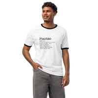 Unisex white ringer t-shirt with black trim front view