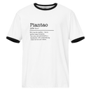 Unisex white ringer t-shirt with black trim front view