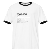 Unisex white ringer t-shirt with black trim front view