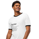 Unisex white ringer t-shirt left front view