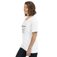 Unisex white v-neck t-shirt left front view