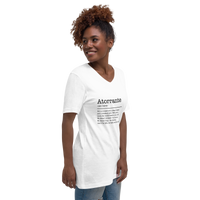 Unisex white v-neck t-shirt right front view