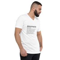 Unisex white v-neck t-shirt right front view