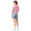 Women's bubblegum pink crop top back view