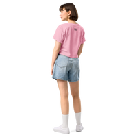 Women's bubblegum pink crop top back view
