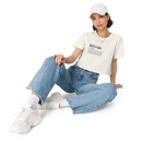 Women's ecru crop top front view
