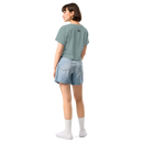 Women's mineral blue crop top back view