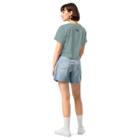 Women's mineral blue crop top back view