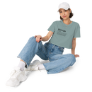 Women's mineral blue crop top front view