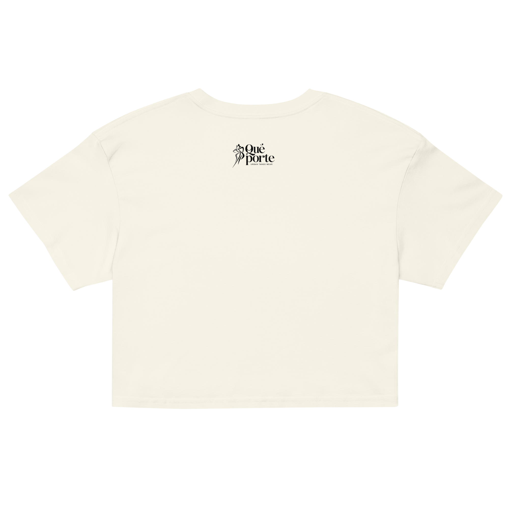 Beige t-shirt with a logo on the chest against a white background