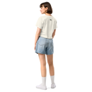 Women's natural beige crop top back view