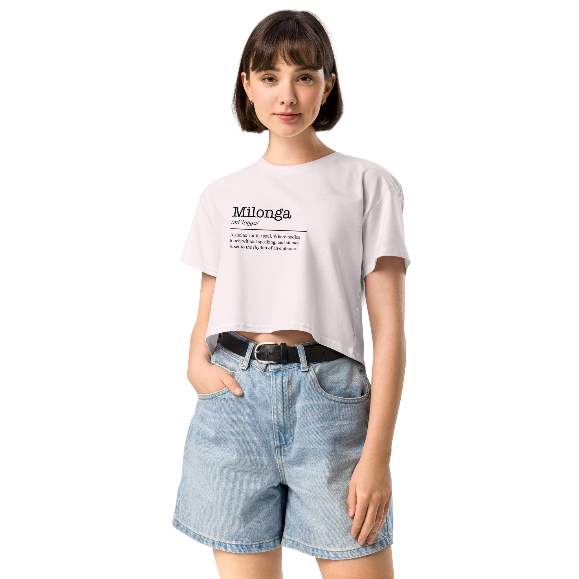 Women's orchid purple crop top front view