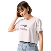 Women's orchid purple crop top left front view