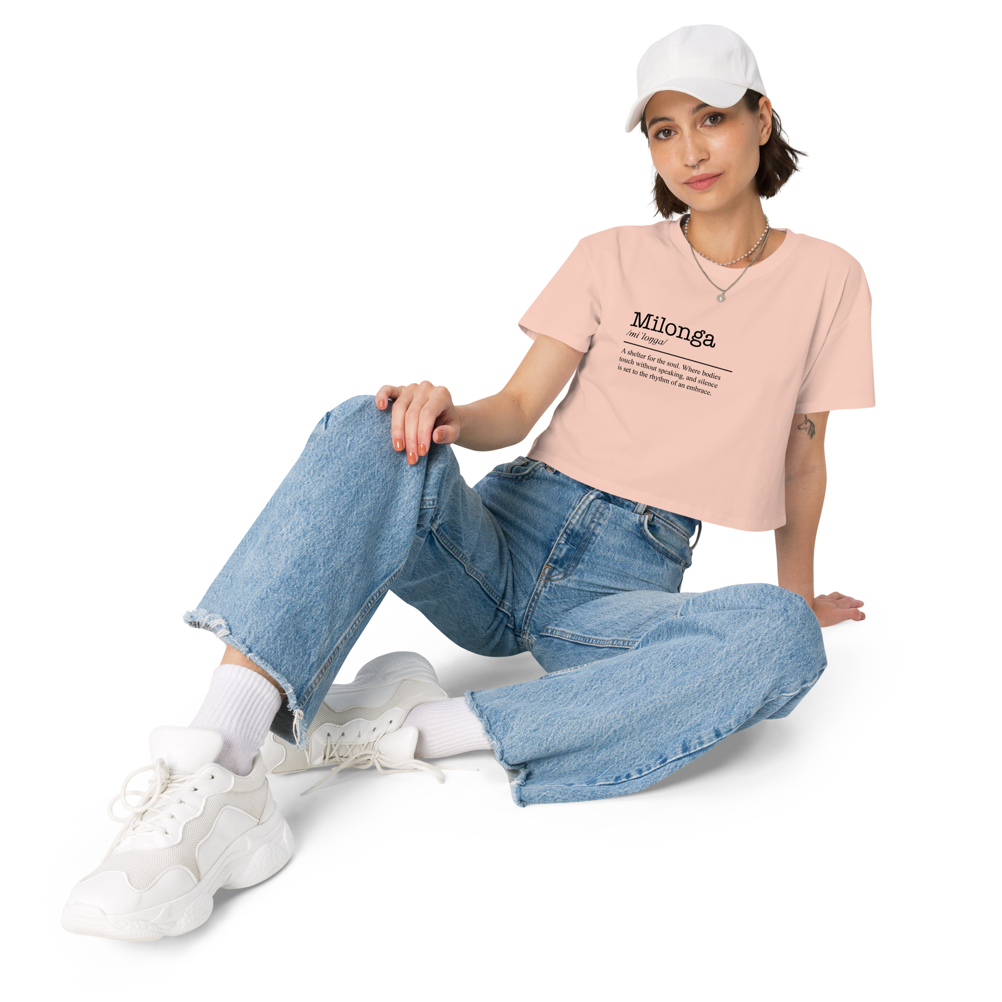 Women's pale pink crop top front view