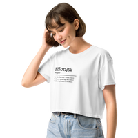 Women's white crop top left front view