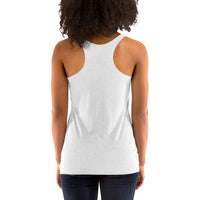 Person wearing a white tank top on a white background