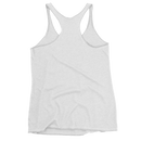 Women's white racerback tank top back view