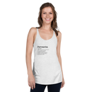 Women's white racerback tank top front view