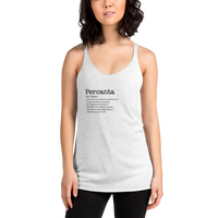 Women's white racerback tank top front view