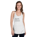Women's white racerback tank top front view