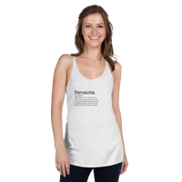 Women's white racerback tank top front view