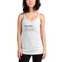 Women's white racerback tank top front view
