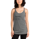 Woman wearing a gray tank top with 'Percanta' branding on a white background