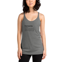 Women's heather gray racerback tank top front view