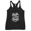 Black tank top with Spanish text design on a white background