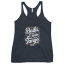 Navy tank top with Spanish text design on a white background