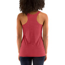 Person wearing a red tank top on a white background