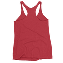 Women's red racerback tank top back view