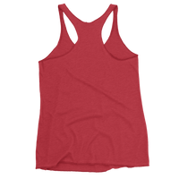 Women's red racerback tank top back view