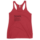 Red tank top with 'Percanta' text on a white background