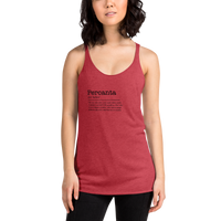 Women's red racerback tank top front view