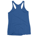 Women's royal blue racerback tank top back view