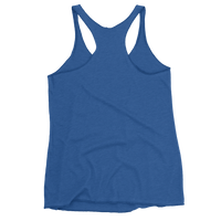 Women's royal blue racerback tank top back view